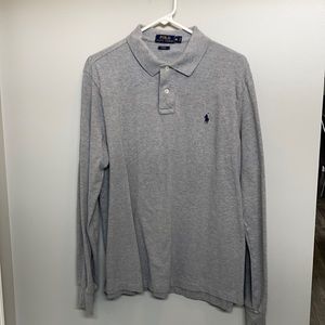 Men’s polo long sleeve collared shirt.
